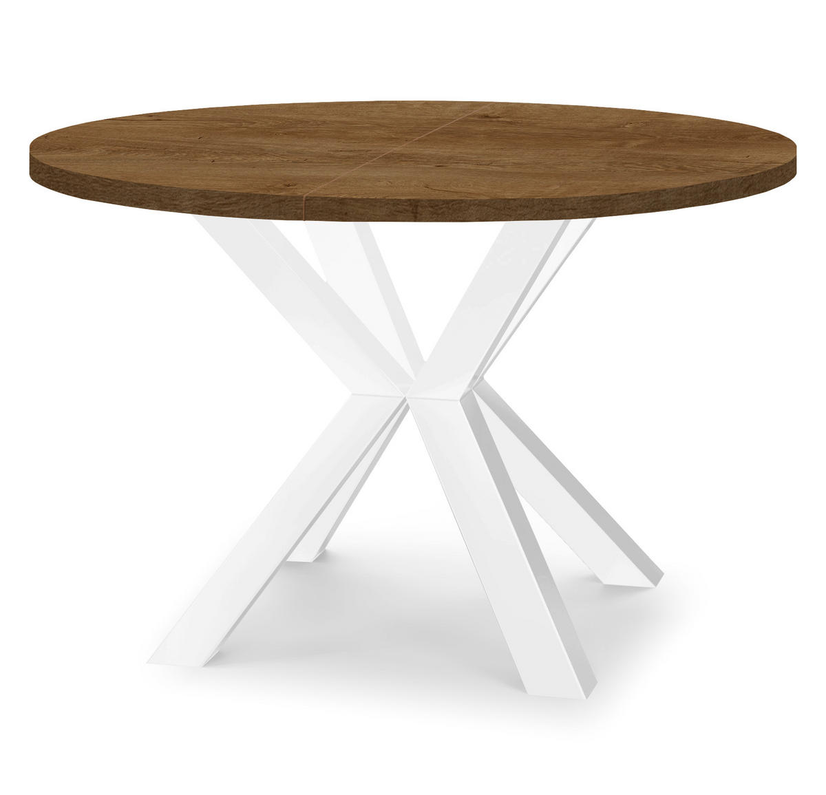 ESSTISCH RAL mit Holzbeinen, Durchmesser: 90 / 140 cm Eiche Lefkas / Weiß - Eichefarben/Weiß, Holz (90/140/77cm) - Dekori_Interiors