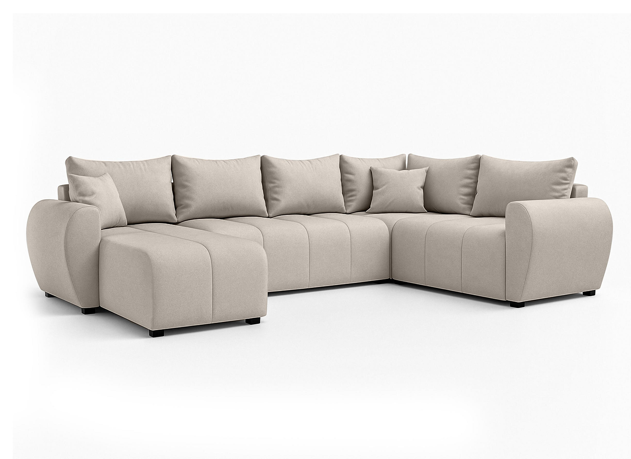 WOHNLANDSCHAFT Malatya U Form MAX Beige 311/145/82 cm mit Schlaffunktion - Beige/Schwarz, Kunststoff/Textil (208/82/303cm) - AX Living