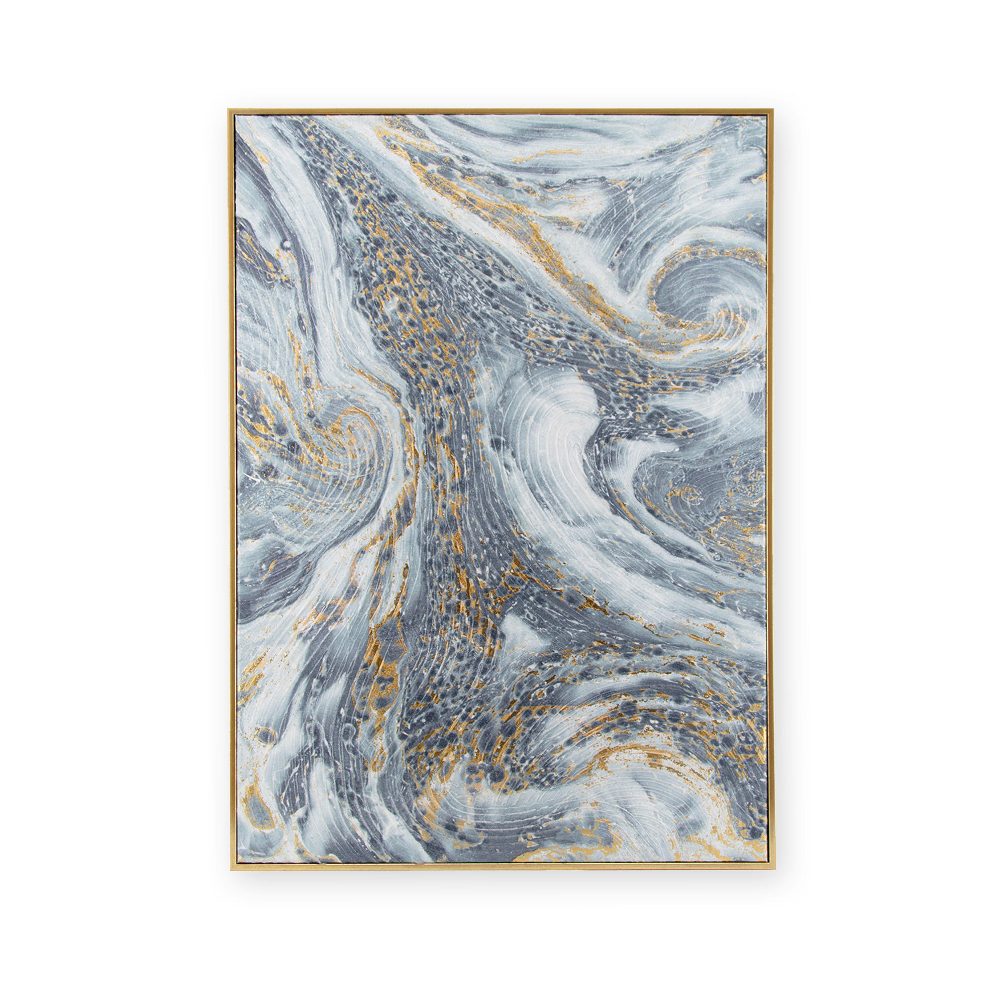 LEINWANDBILD Marmor - 70x50cm - Blau/Gold - Blau/Goldfarben, Holzwerkstoff (50/70cm) - Art for the Home
