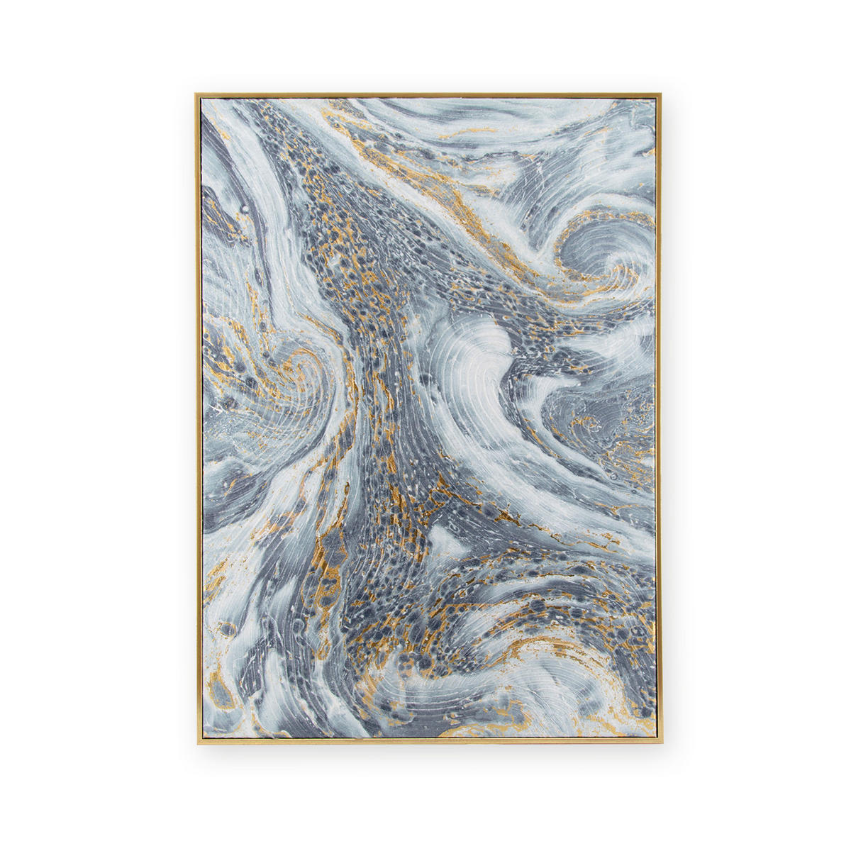 LEINWANDBILD Marmor - 70x50cm - Blau/Gold - Blau/Goldfarben, Holzwerkstoff (50/70cm) - Art for the Home