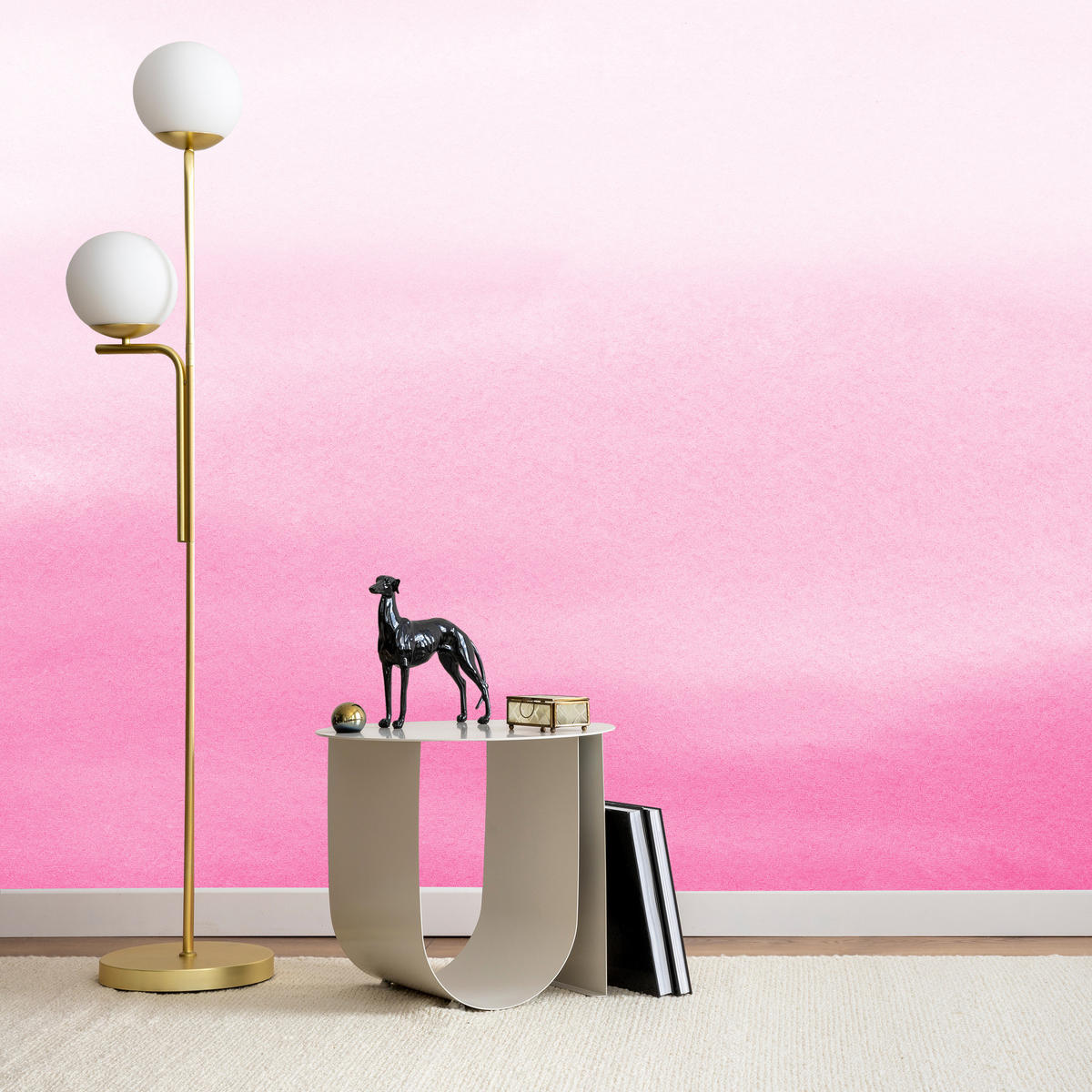 FOTOTAPETE für Schlafzimmer Ombré in Rosatönen Pastell 150x105 - Rosa/Weiß, Papier (150/105cm) - Muralo