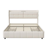 BETT 160x200 cm Lattenrost 4 Schubladen USB PU Weiß - Weiß, Holz (160/200cm)