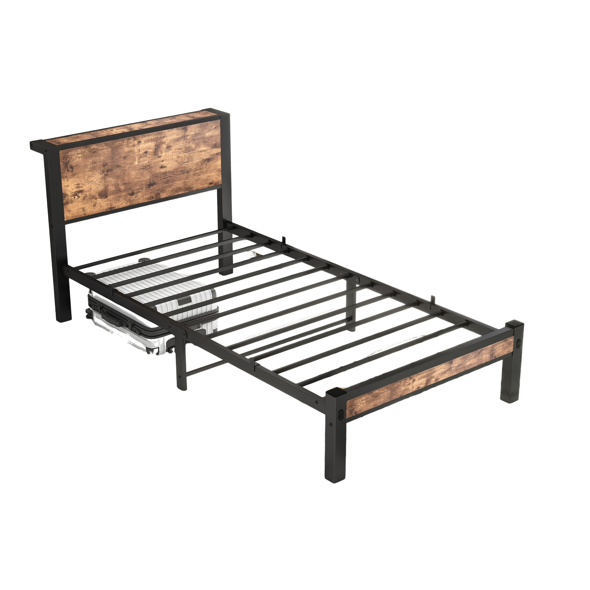 METALLBETT 90/200 cm Braun mit Stauraum - Braun, Metall (90/200cm) - Oxeza