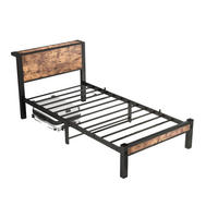 METALLBETT 90/200 cm Braun mit Stauraum - Braun, Metall (90/200cm) - Oxeza