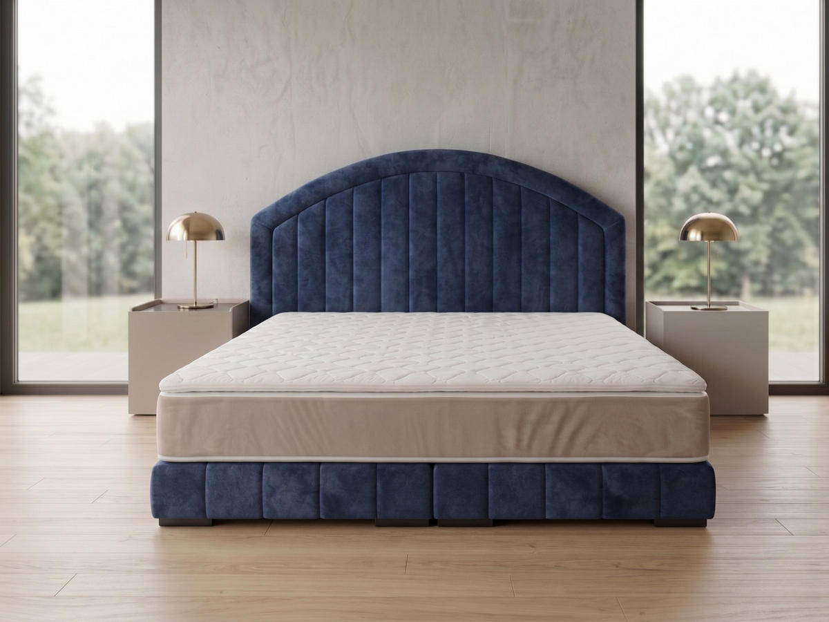 POLSTERBETT LEON2 90x 200 cm Farbe: Dunkelblau - Dunkelblau, Textil (90/200cm) - A&J MöbelLand