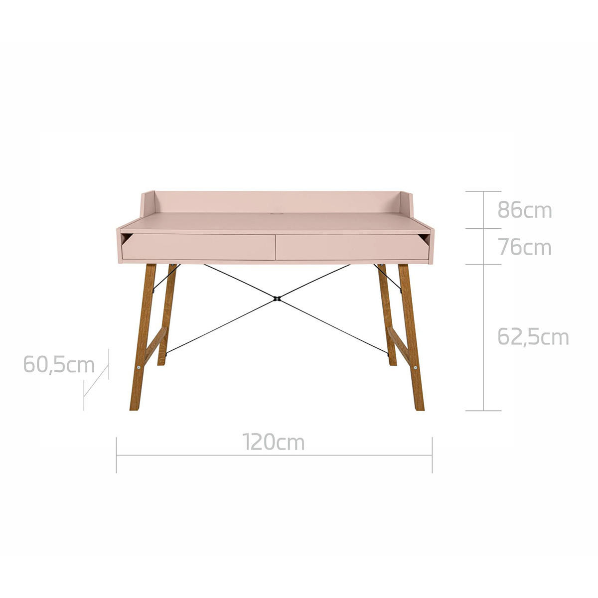 SCHREIBTISCH Lotta Rose - Pink, Holzwerkstoff (60/120/86cm) - Petits-meubles
