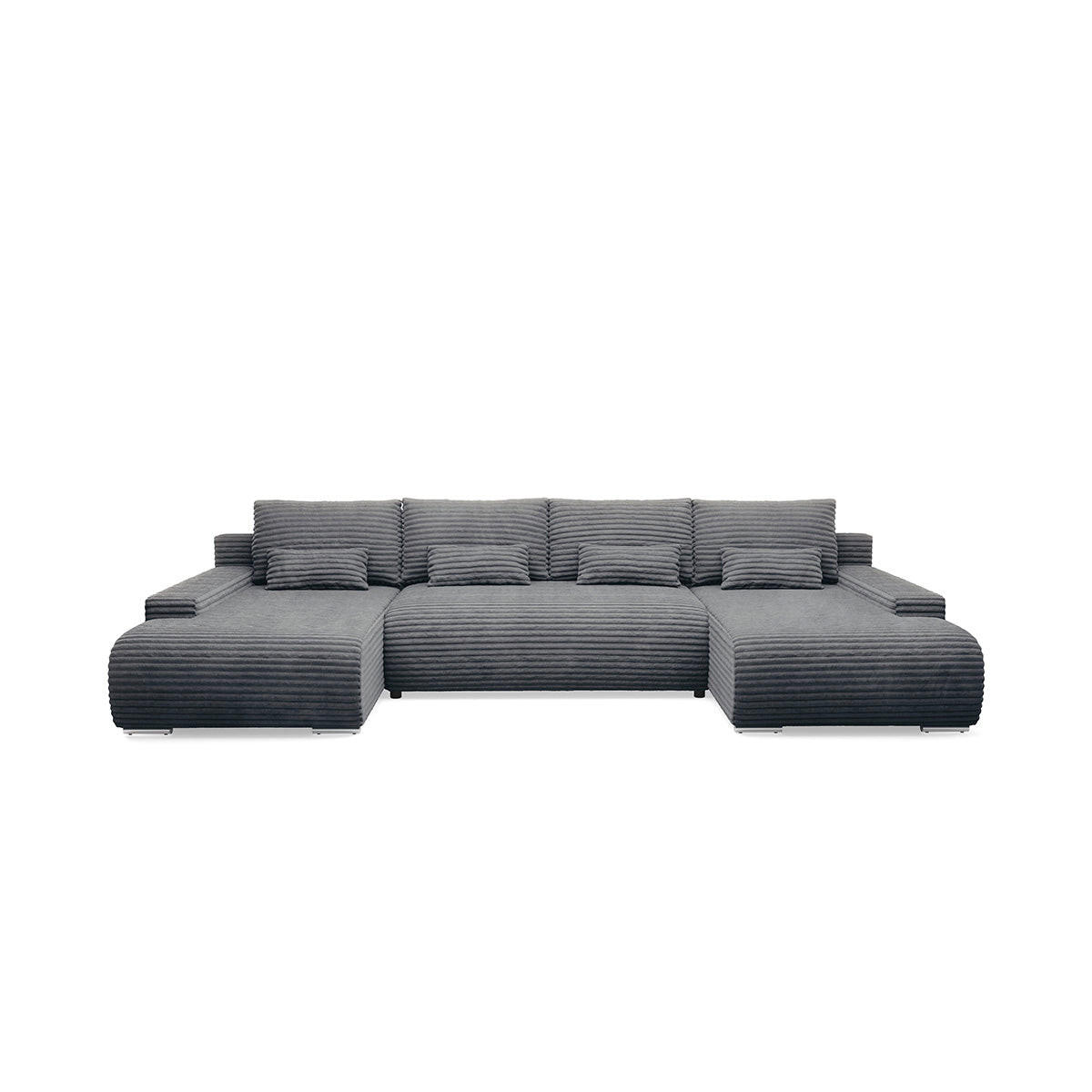 PANORAMASOFA Ivana 4 Sitzplätze Dunkelgrau - Grau, Holz (350/85/172cm) - Petits-meubles