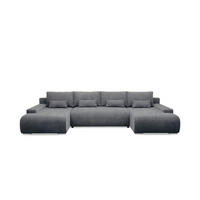 PANORAMASOFA Ivana 4 Sitzplätze Dunkelgrau - Grau, Holz (350/85/172cm) - Petits-meubles