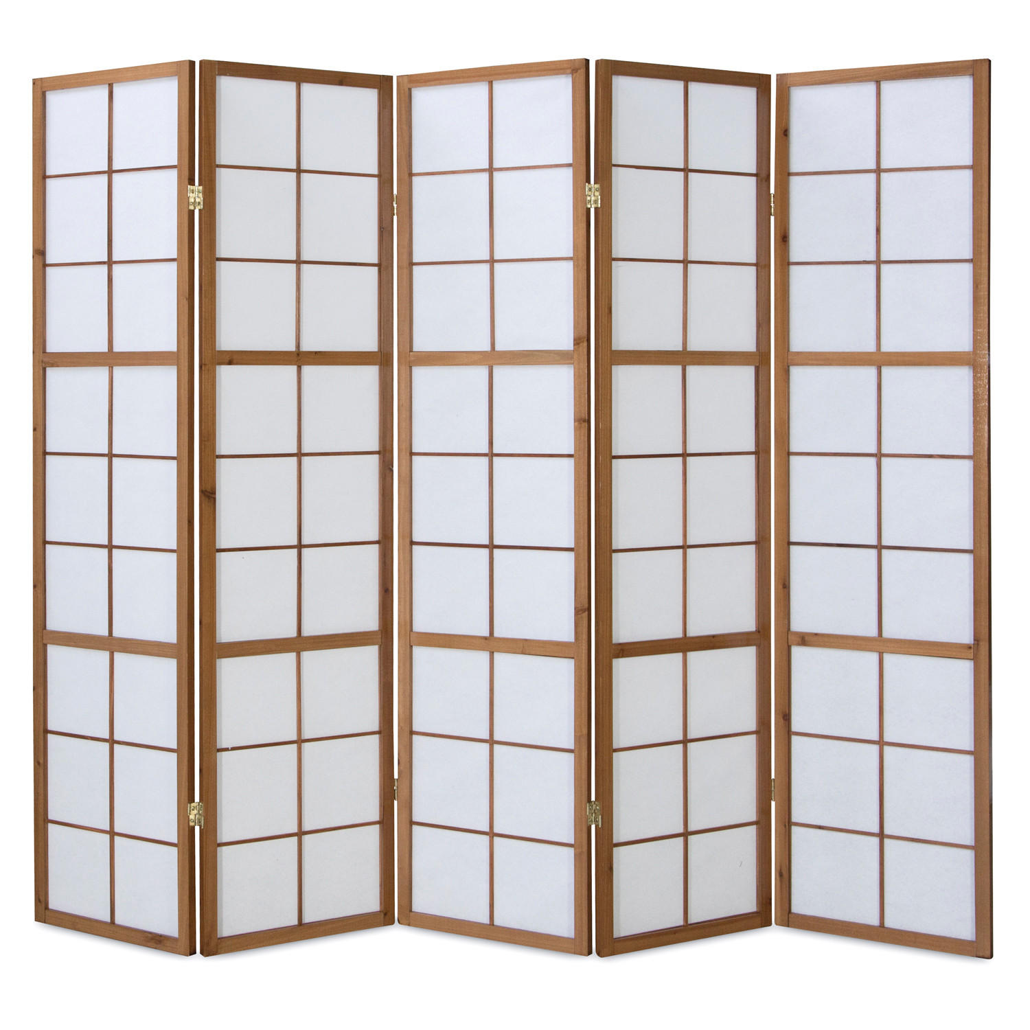 PARAVENT 5-tlg. 220/175 cm Braun Shoji - Braun, Holz (220/175/2cm) - Homestyle4u