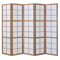 PARAVENT 5-tlg. 220/175 cm Braun Shoji - Braun, Holz (220/175/2cm) - Homestyle4u