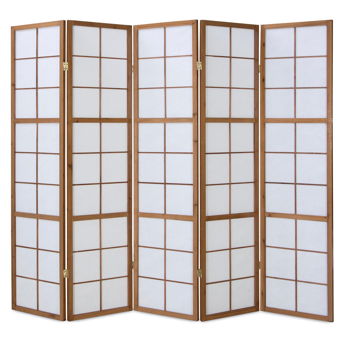 PARAVENT 5-tlg. 220/175 cm Braun Shoji - Braun, Holz (220/175/2cm) - Homestyle4u