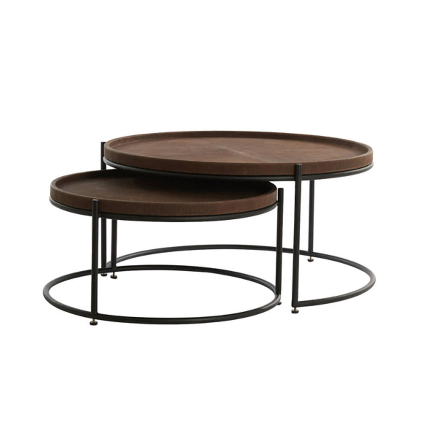 Thumbnail - Light & Living Couchtisch, Braun, Leder, 79x38x79 cm, Wohnzimmer, Wohnzimmertische, Couchtische