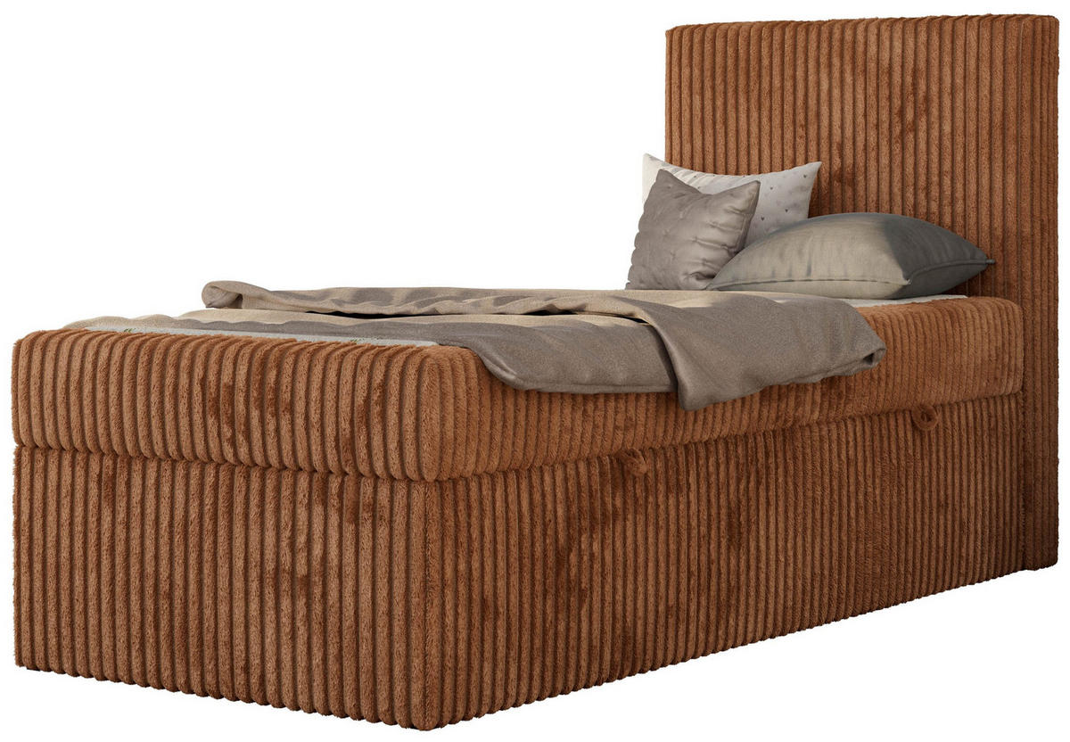 JUGENDBETT TILIO 90/200 - Orange - H4 - Rechts Seite - Orange, Textil (90/200cm) - MKS