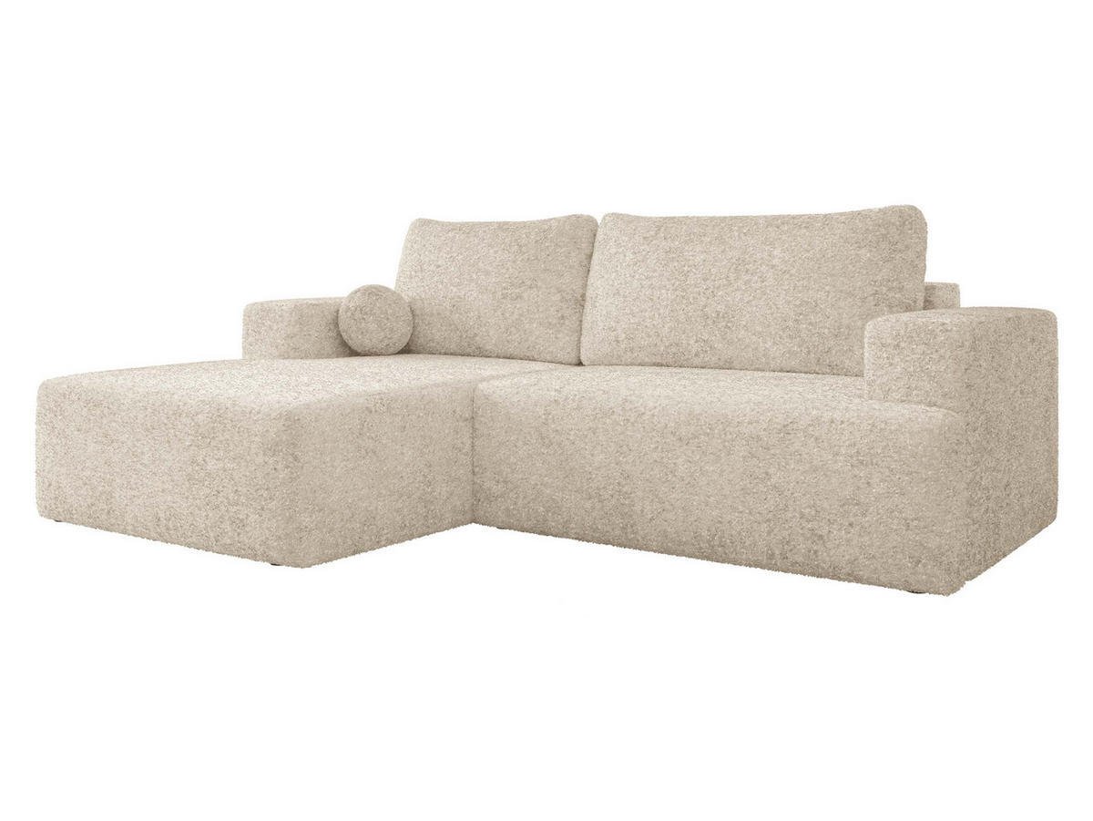 ECKSOFA Mivo, Seite: Links - Sandfarben/Schwarz, Holz/Kunststoff (266/163cm) - MIRJAN24