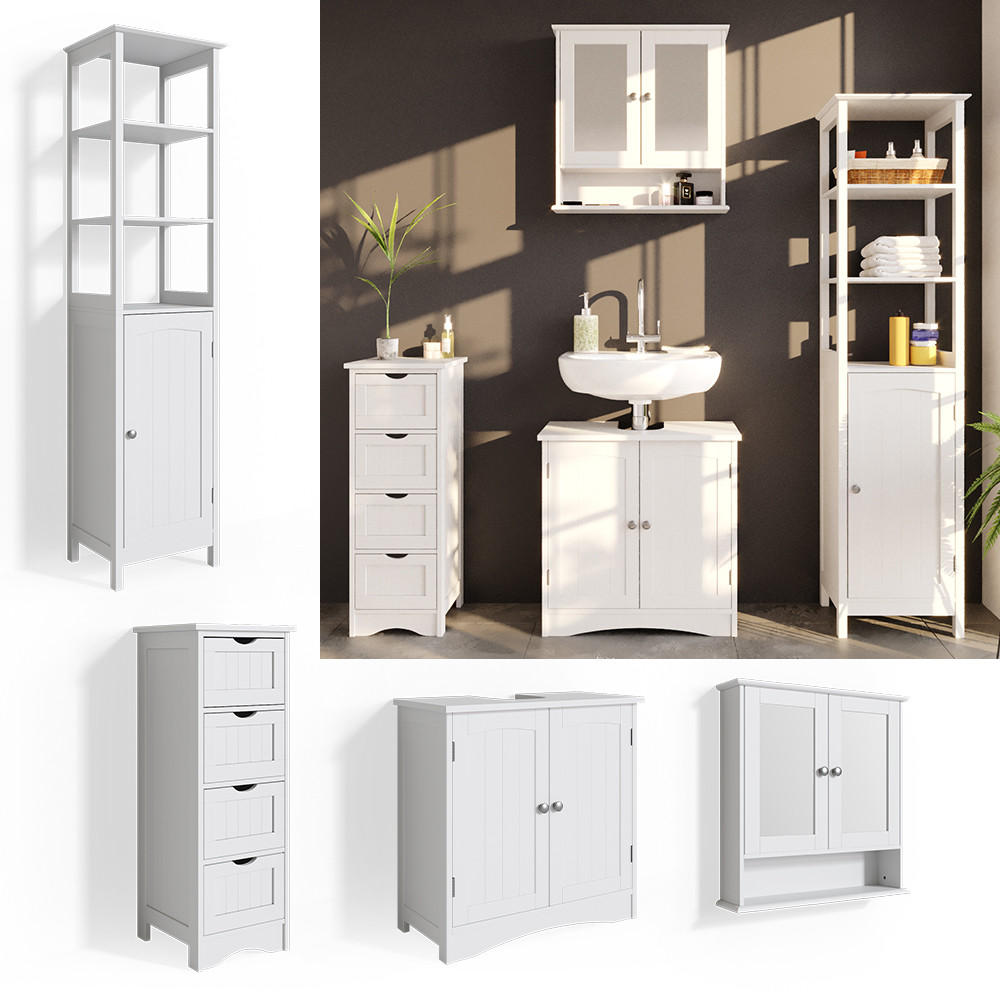 BADMÖBEL-SET Bianco Weiß 4 Teile - Weiß, Holzwerkstoff (60/60/30cm) - Vicco