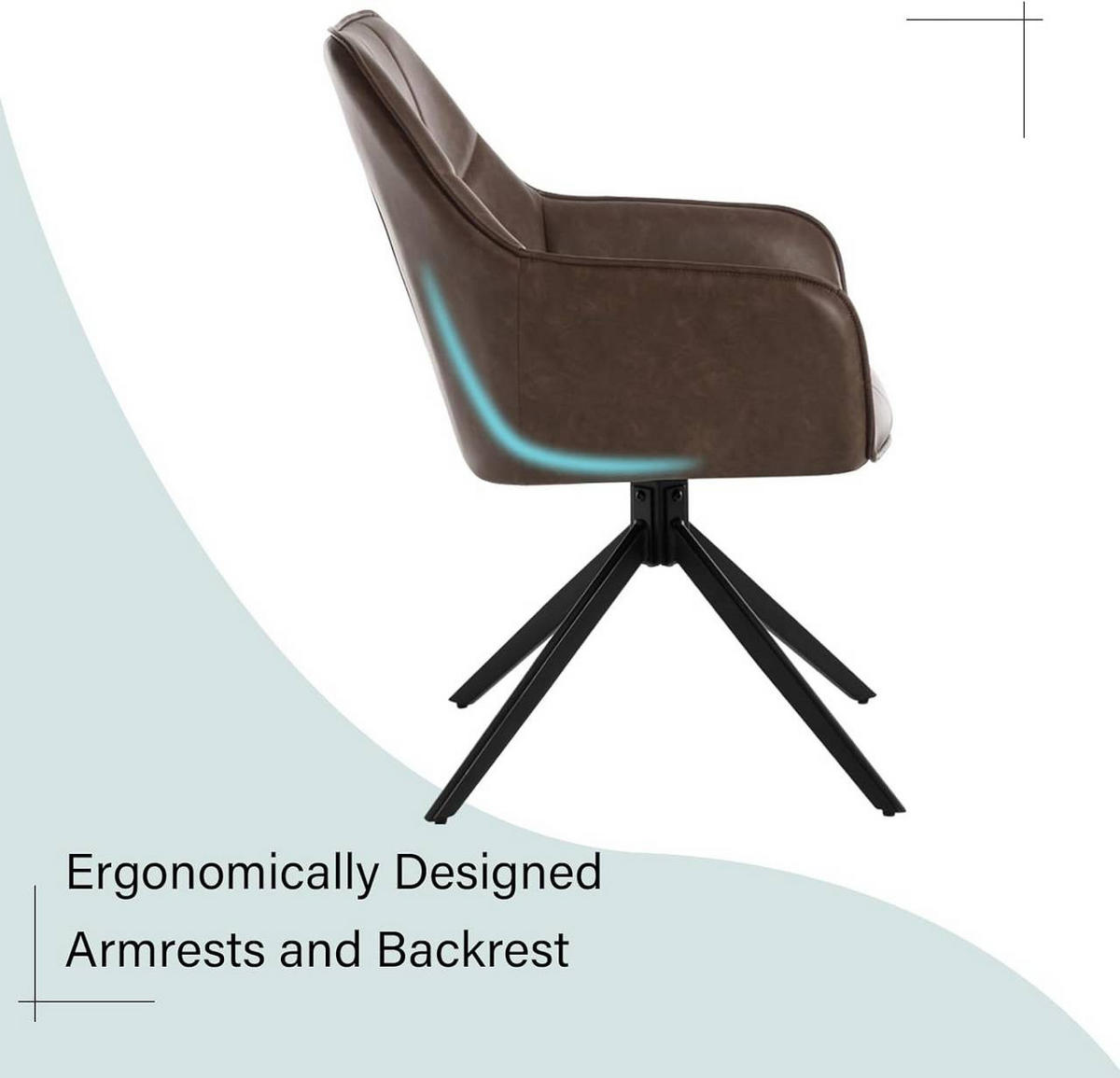 ESSZIMMERSTUHL2ER Set drehbar,Vintage Kunstleder, Braun - Schwarz/Braun, Kunststoff/Metall (58/86/63.5cm) - Woltu