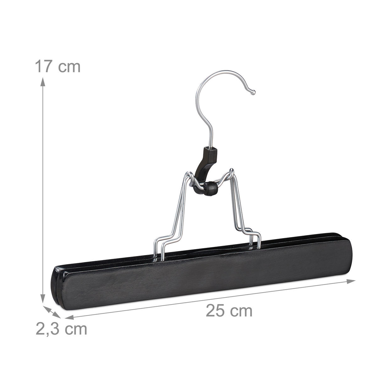 12XHOSENSPANNER - Schwarz, Holz/Textil (25/17/2.3cm) - Relaxdays