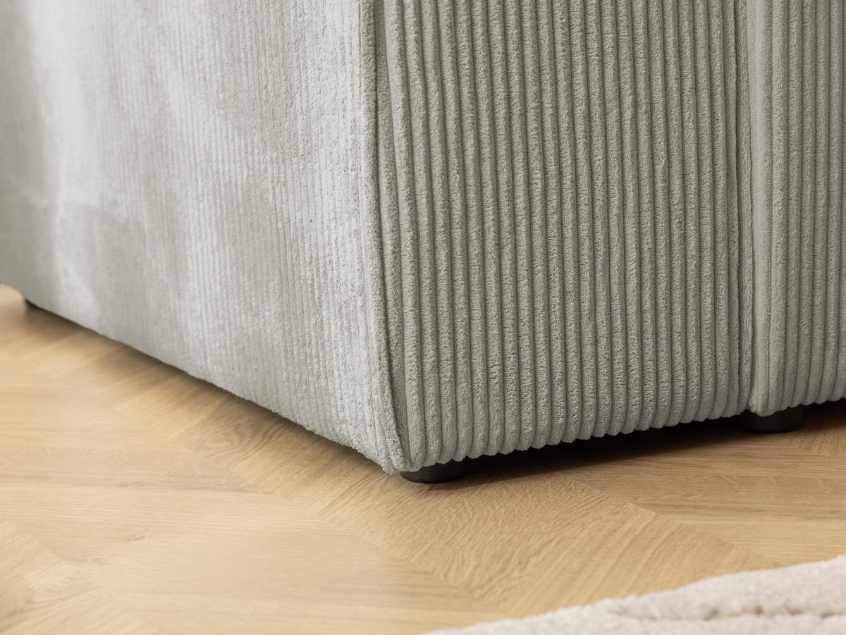 ECKSOFA Rivio mit Schlaffunktion und Bettkasten, Cordstoff Taupe - Taupe/Schwarz, Holz/Kunststoff (262/149cm) - S-Style
