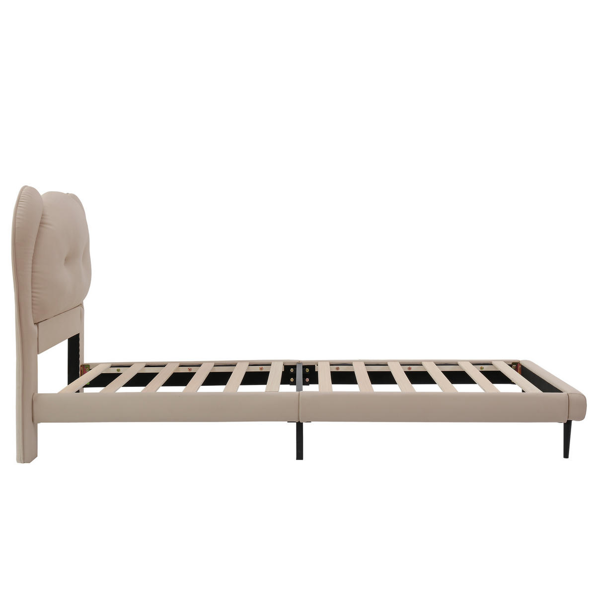 KINDERBETT 90/200 cm DE-02294, in Beige, mit tierförmigem Kopfteil - Beige, Holzwerkstoff (90/200cm) - ComfortXL