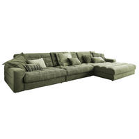 ECKSOFA XL LANA Grün Cord - Schwarz/Grün, Textil (416/205cm) - KAWOLA