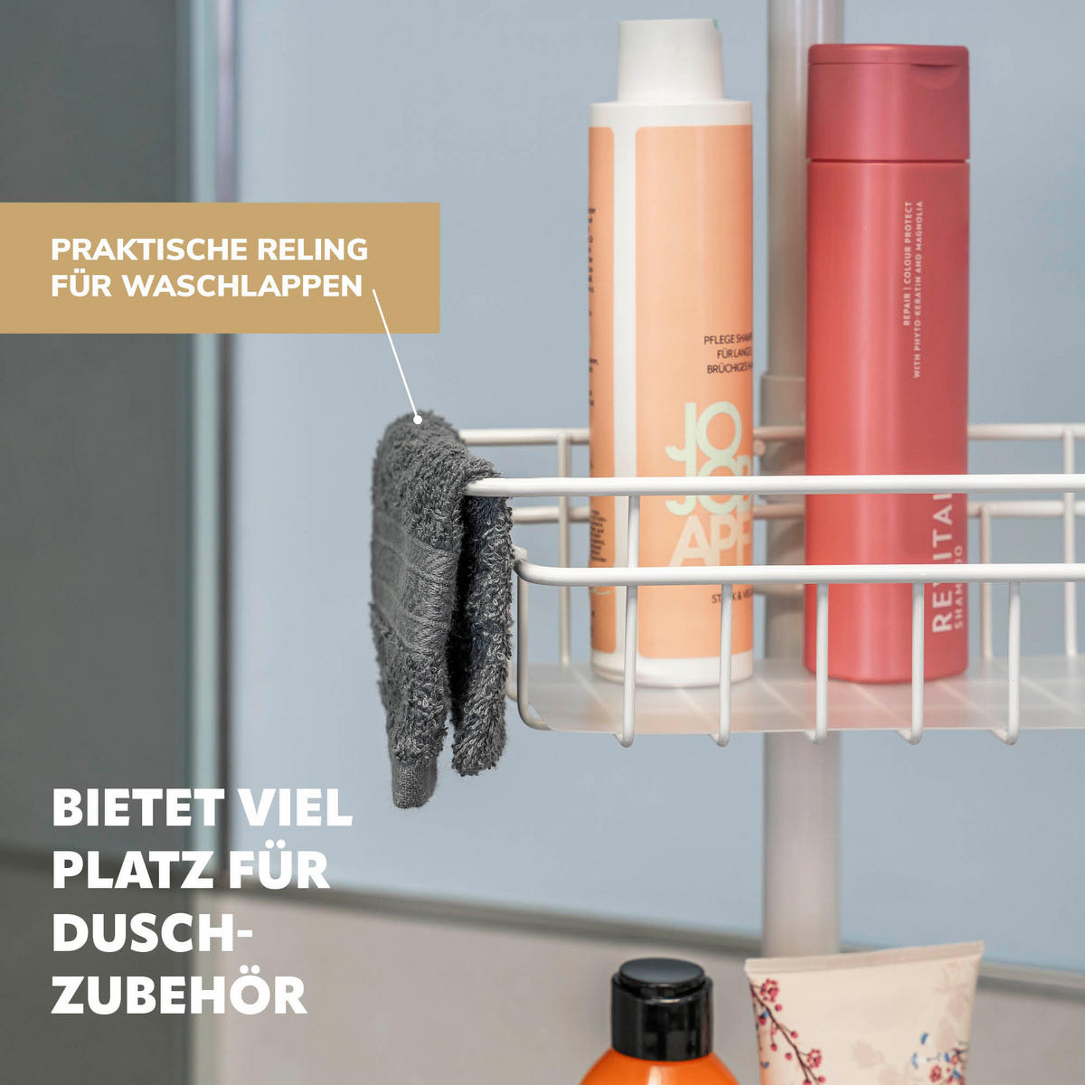 TELESKOP-BADREGAL, Metall, weiß - Weiß, Metall (30/290/30cm) - bremermann