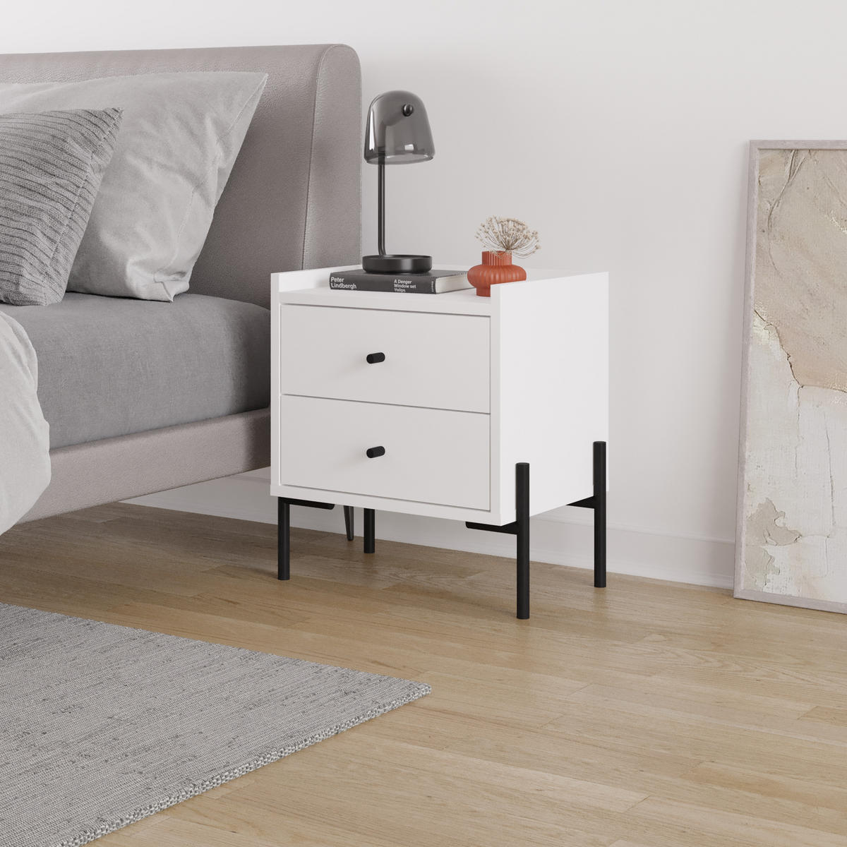 NACHTTISCH Malta Weiß 35/49/52 cm - Weiß, Holzwerkstoff (48.6/52.4/35cm) - Decortie