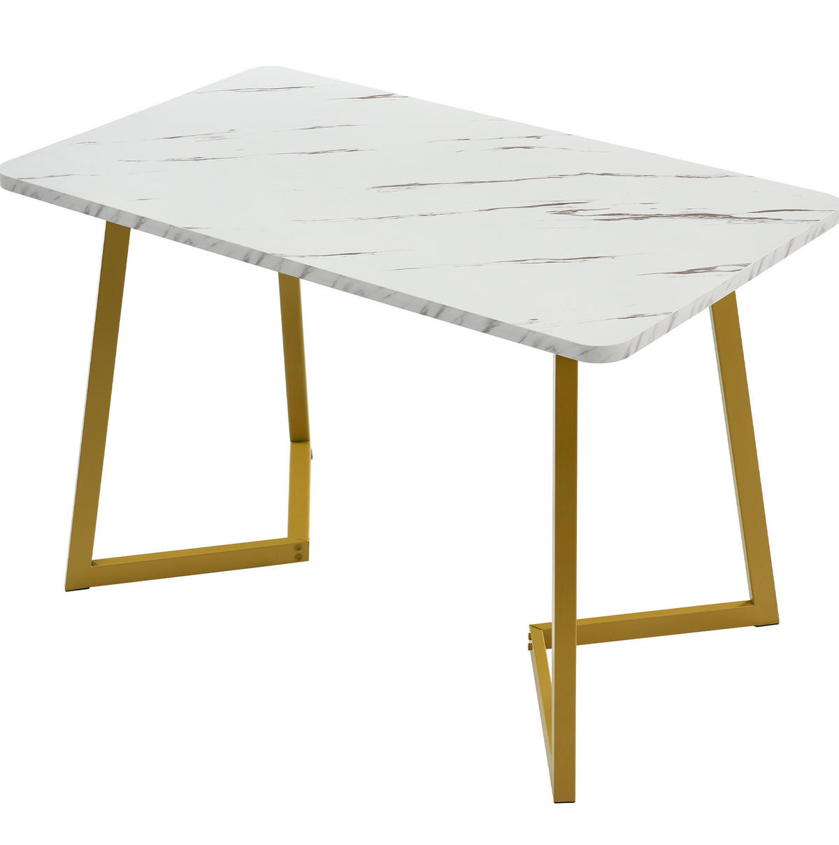 ESSTISCH, MDF in Marmoroptik mit Goldfarbenem Metallgestell, 117/68/75 cm, Weiß/Gold - Goldfarben, Holzwerkstoff (117/68/75cm) - Redom