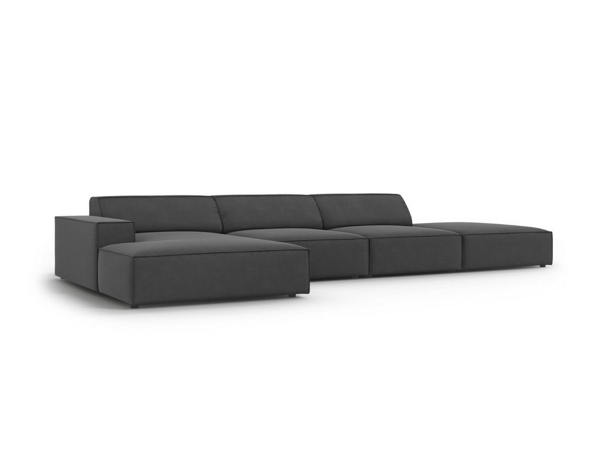 ECKSOFA links Jodie aus Samt grau 5 Sitzplätze - Grau, Textil (166/341cm) - Micadoni