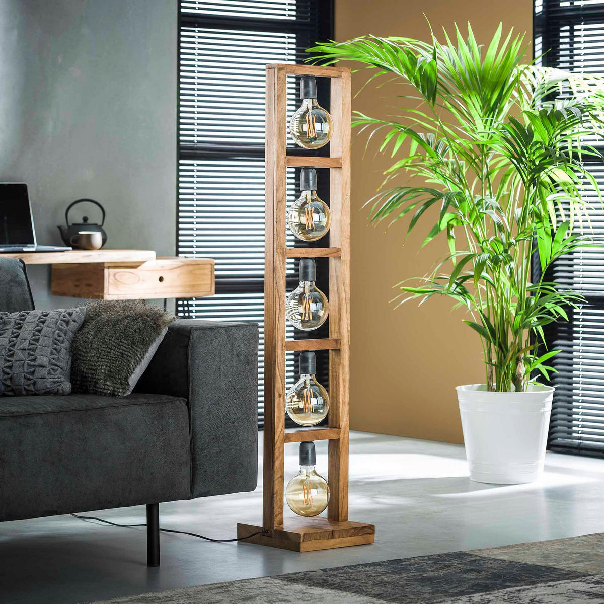 STEHLEUCHTE Modulo Beige 28/28/ 135 cm - Beige, Holz (28/28/135cm) - Hoyz Collection