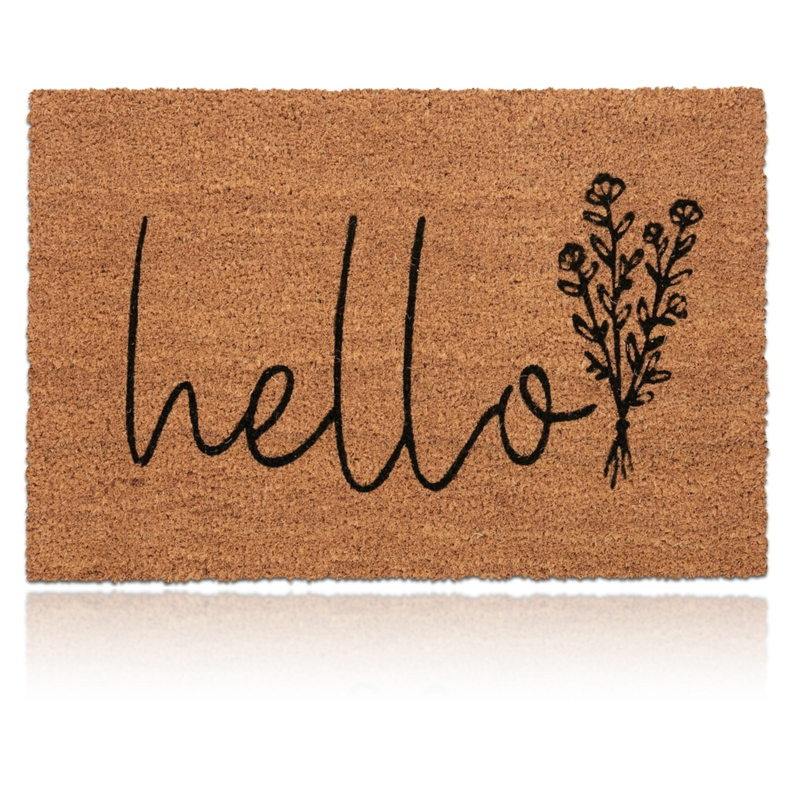 ROHOŽKA Přírodní Černá nápis Hello 60x40 cm - různobarevná, textil/plast (60/40cm) - Relaxdays