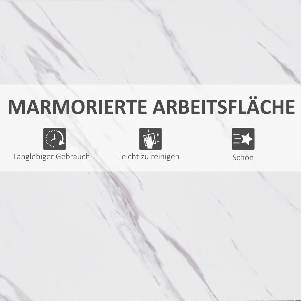 BARTISCH 120/40/100 cm mit verstellbaren Fußpads und Marmoroptik, Holzwerkstoff/Stahl, Weiß - Weiß, Holzwerkstoff (120/40/100cm) - Redom