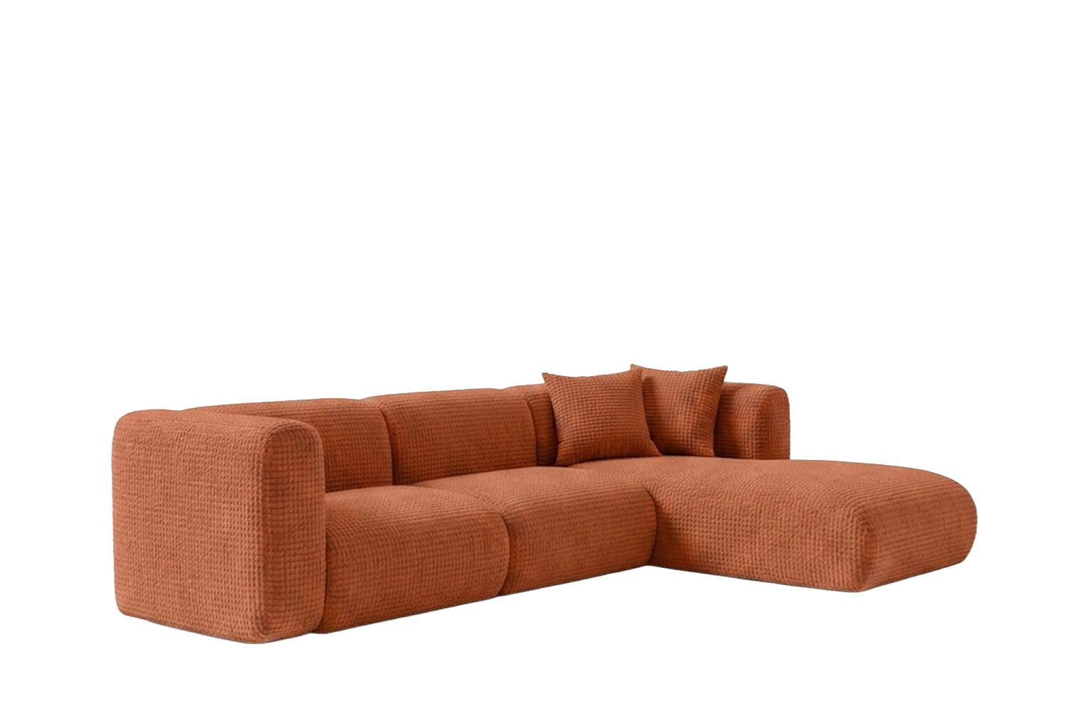 ECKSOFA L-Form, Chenille-Stoff Cremona, Kupfer, Rechts, GRETA - Kupferfarben, Holz (318/179cm) - Kaiser Möbel