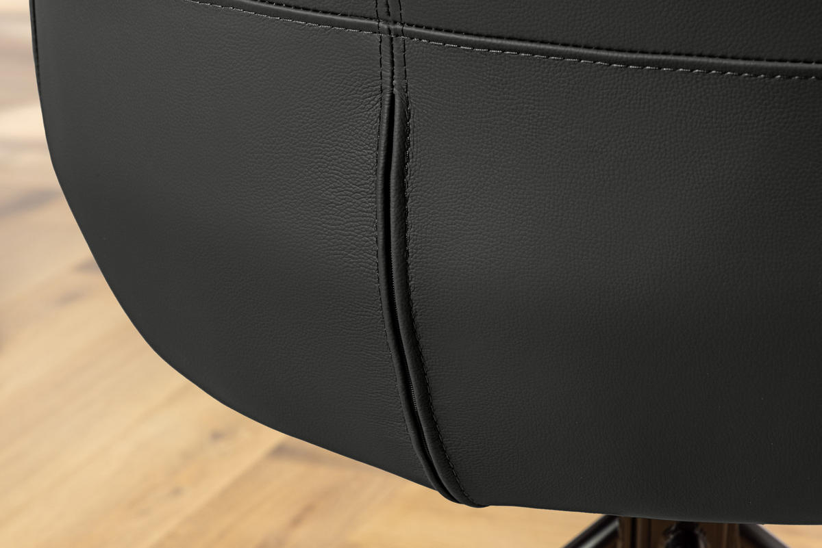 STUHL SIGNATUR Echtleder Schwarz 85 cm - Schwarz, Leder/Metall (64/85/65cm) - riess-ambiente