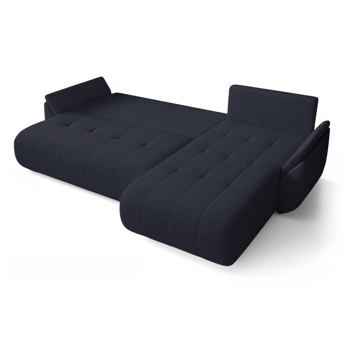 ECKSOFA Romuldi mit Schlaffunktion, Anthrazit Samt, rechtsseitig - Anthrazit/Schwarz, Kunststoff/Textil (185/280cm) - Selsey