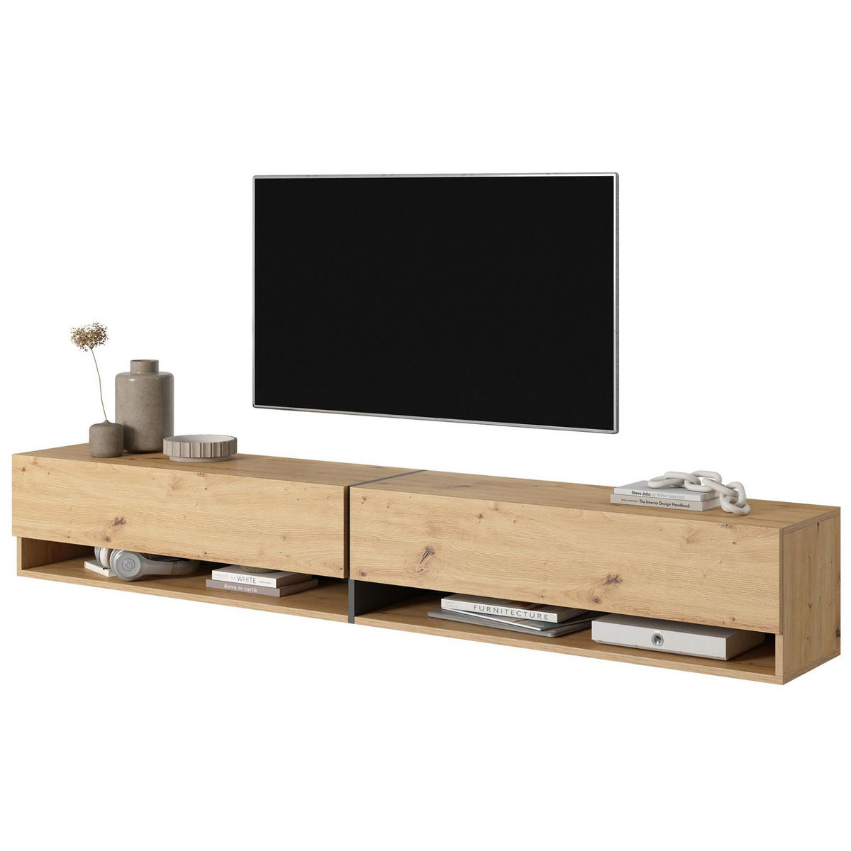 TV-HÄNGEBOARD Mirrgo Eiche / Grafitgrau 200/30/32 cm - Schwarz/Eiche Artisan, Holzwerkstoff (200/30/31.6cm) - Selsey