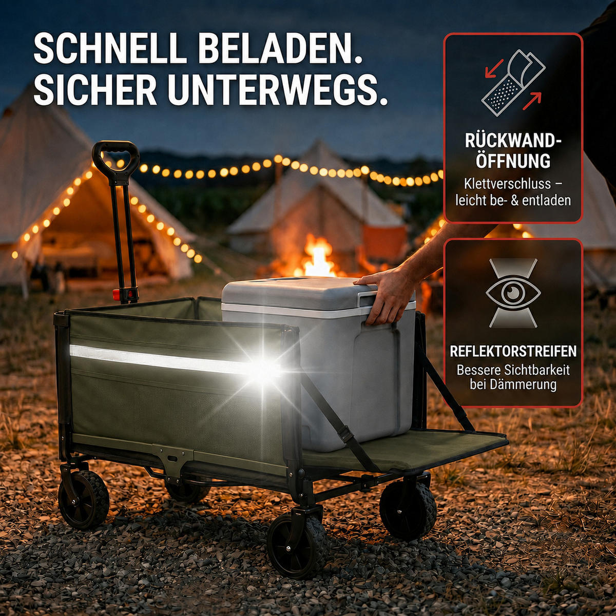 BOLLERWAGEN faltbar 120L, Grün - Grün, Metall (47/51/70cm) - Albatros