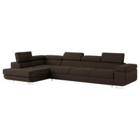 ECKSOFA VICENTE Braun Velours-Stoff mit Schlaffunktion - Braun, Holz (346/202cm) - MASSENO