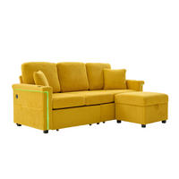 SOFA Corduroy mit LED und USB-Anschluss Stauraum-Schubladen 194/73/81 cm Gelb - Gelb, Textil (73/194cm) - Redom