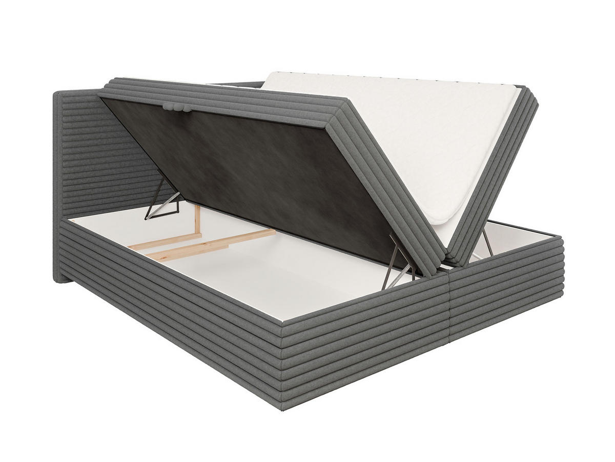 BOXBETT Roma 180/200 cm Dunkelgrau Plüschcord - Dunkelgrau/Schwarz, Holz/Kunststoff (180/200cm) - S-Style Möbel