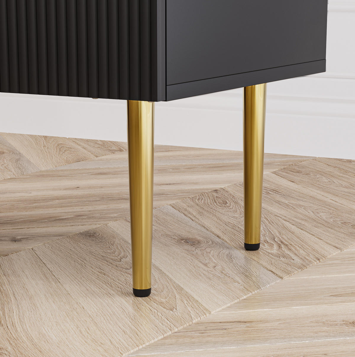 ESSTISCH 53/41,5 cm Schwarz aus MDF und Metall mit 2 Schubladen - Schwarz, Holzwerkstoff (41.5/53/52.5cm) - OKMYHOME