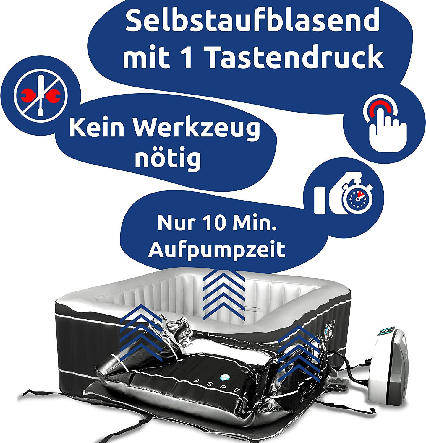 WHIRPOOL SPA Schwarz - Schwarz, Kunststoff (168/58/168cm) - Aspen