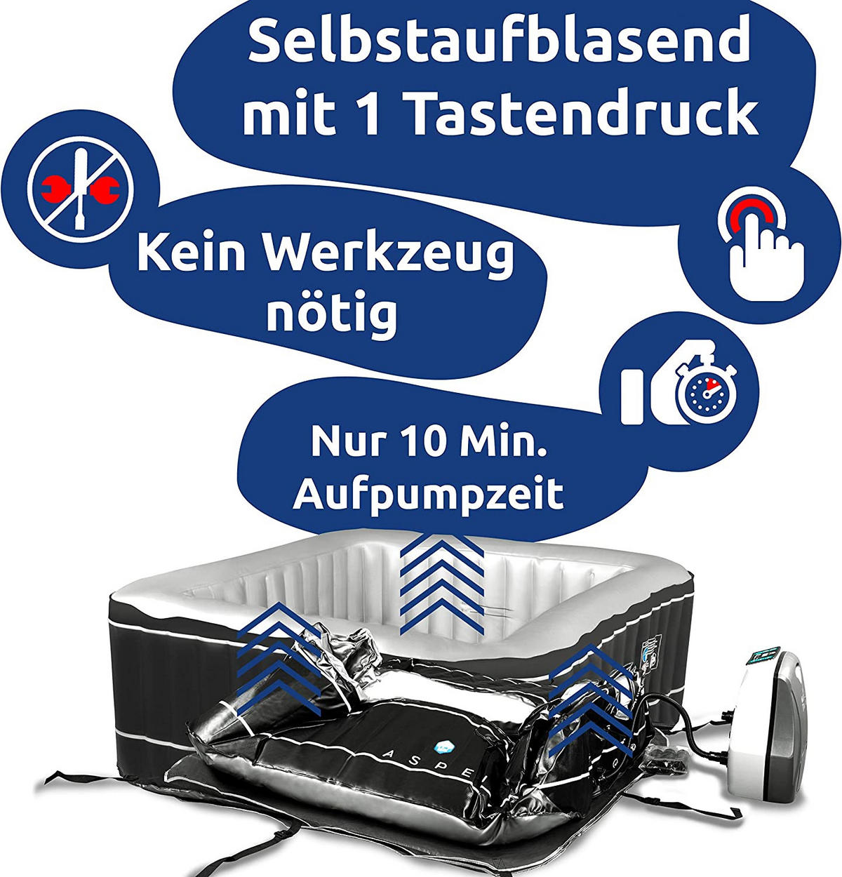 WHIRPOOL SPA Schwarz - Schwarz, Kunststoff (168/58/168cm) - Aspen