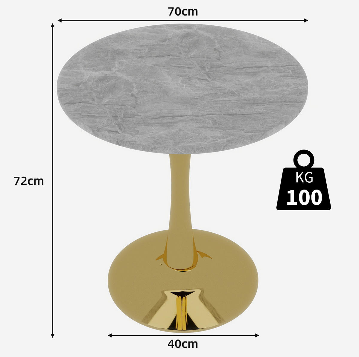 COUCHTISCH 70/70/72 cm in Gold aus Kunstmarmor mit modernem Design - Goldfarben, Stein (70/70/72cm) - OKMYHOME