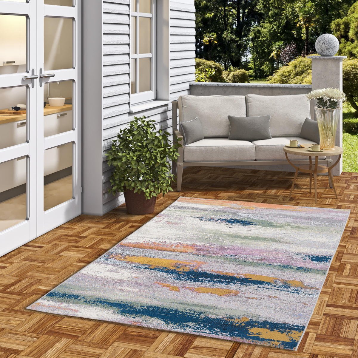 IN- UND OUTDOOR TEPPICH MALIBU - Petrol, Textil (80/150cm) - Pergamon