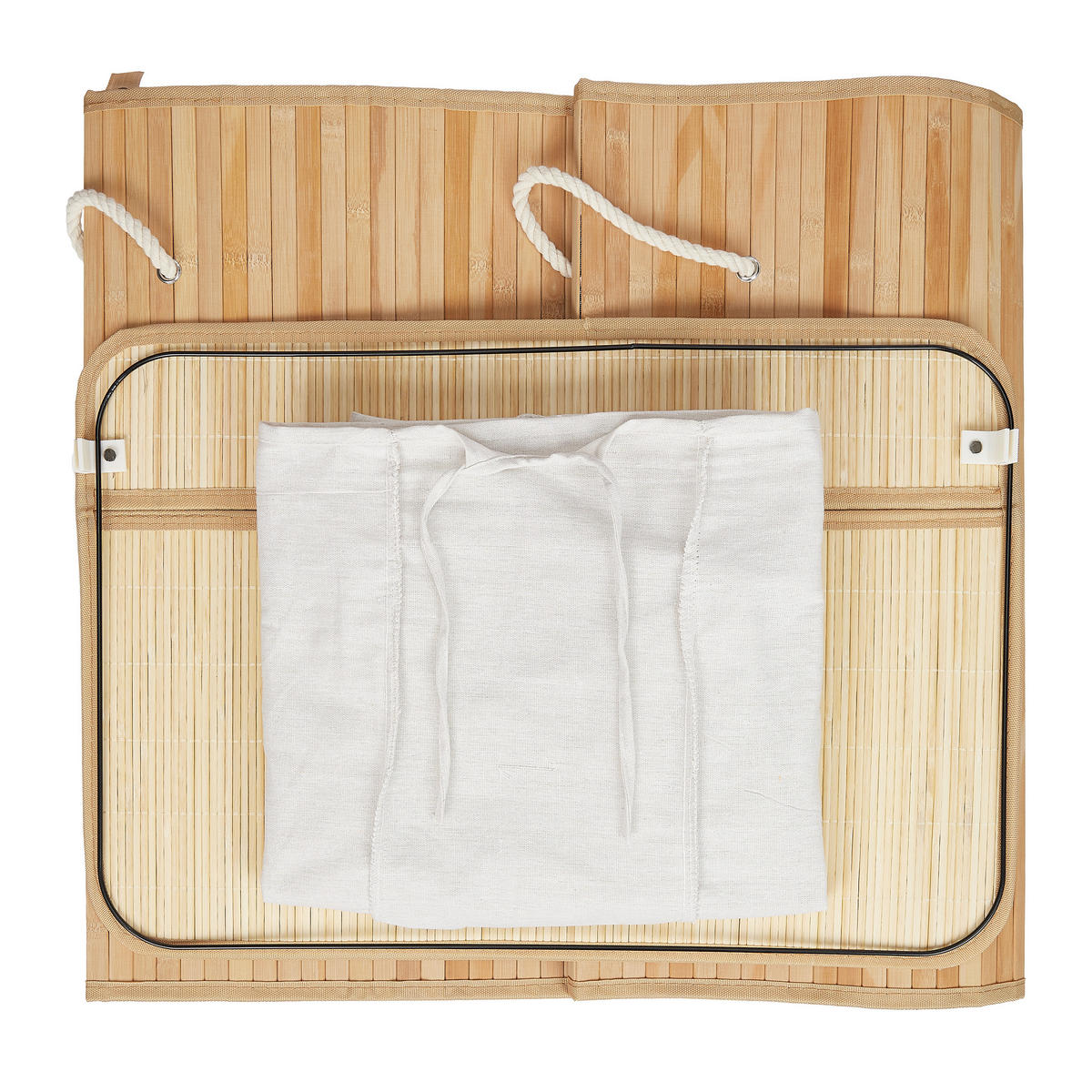 WÄSCHEKORB - Hellbraun, Holz/Wellpappe (62.5/62/42.5cm) - Relaxdays