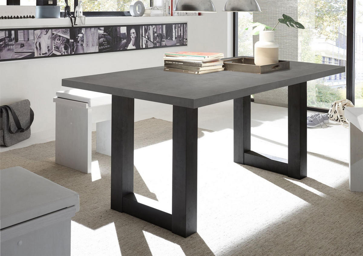 ESSTISCH ausziehbar Eila 7 140 x 90 x 75 Esszimmertisch Schwarzstahl/Graphit - Grau, Holz (140/90/75cm) - 58aufmkessel