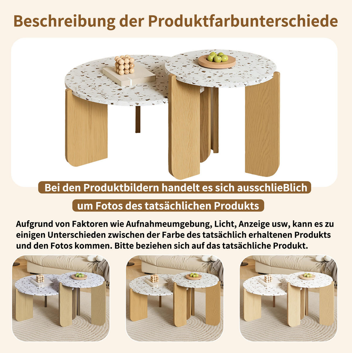 COUCHTISCH-SET aus MDF 70x70x35 cm Weiß und Holzfarbe im 2er-Set - Naturfarben, Holzwerkstoff (70/70/35cm) - IVMEU