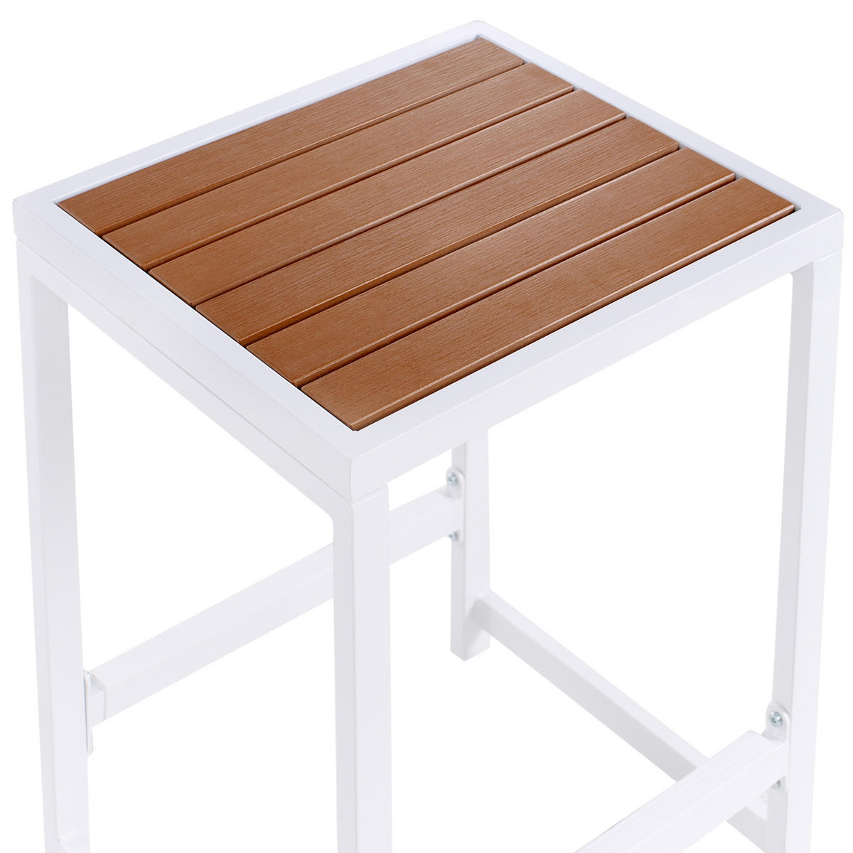 GARTENSTUHL Weiß Avetrana - Weiß/Braun, Metall (40/61/38cm) - Beliani