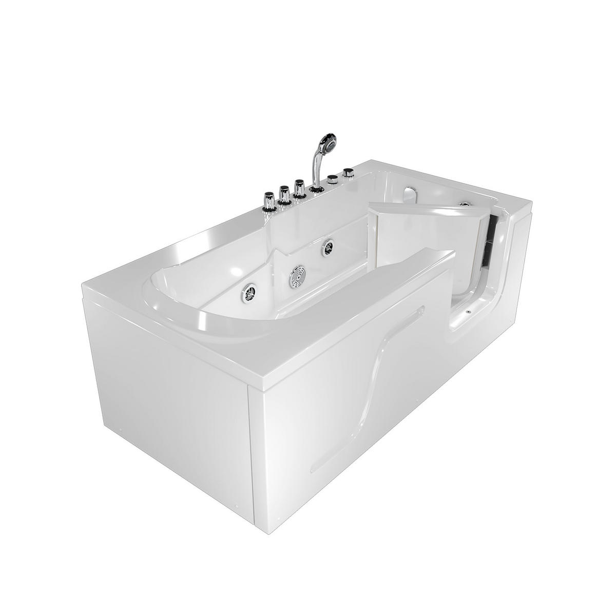 SENIORENWANNE mit Tür S17-TH-WP-L 150x75cm - Weiß, Glas/Kunststoff (75/54/150cm) - AcquaVapore by Sandra Jentho