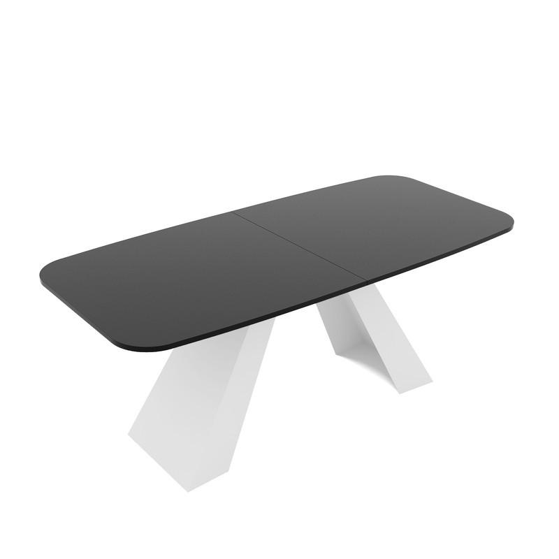AUSZIEHTISCH ZENITH 160/90/76 cm mit Metallgestell, Weiß / Schwarz - Schwarz/Weiß, Holzwerkstoff/Metall (90/160/76cm) - Idohome